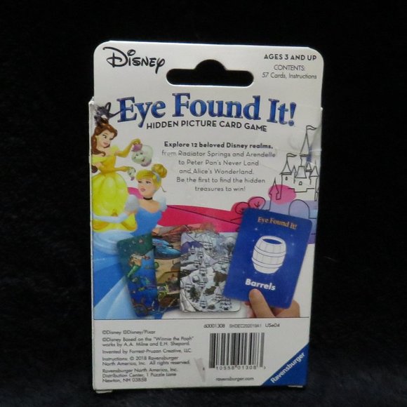 Disney Eye Found-It Hidden Picture Card Game (M003) Explore 12 Disney Realms - Picture 2 of 2